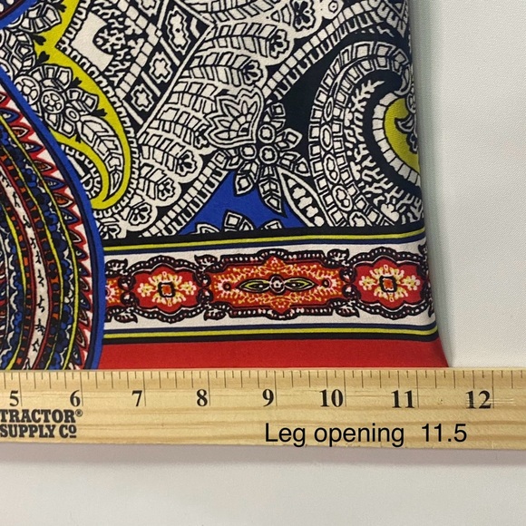 Palazzo Pants Wide-Leg Loose Vibrant Paisley Boho Artistic L Pull-on - Picture 7 of 10